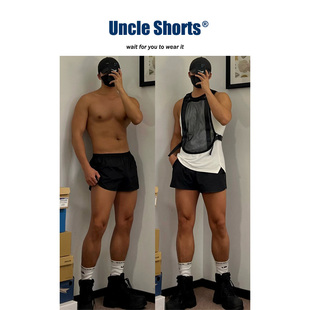 Uncle Shorts运动黑色短裤男生性感沙滩速干阿波罗裤超短三分裤