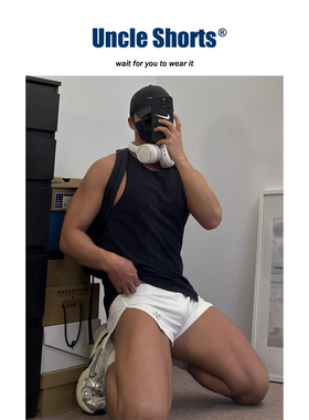 Uncle Shorts性感开叉短裤男士小众百搭沙滩居家阿罗裤运动三分裤