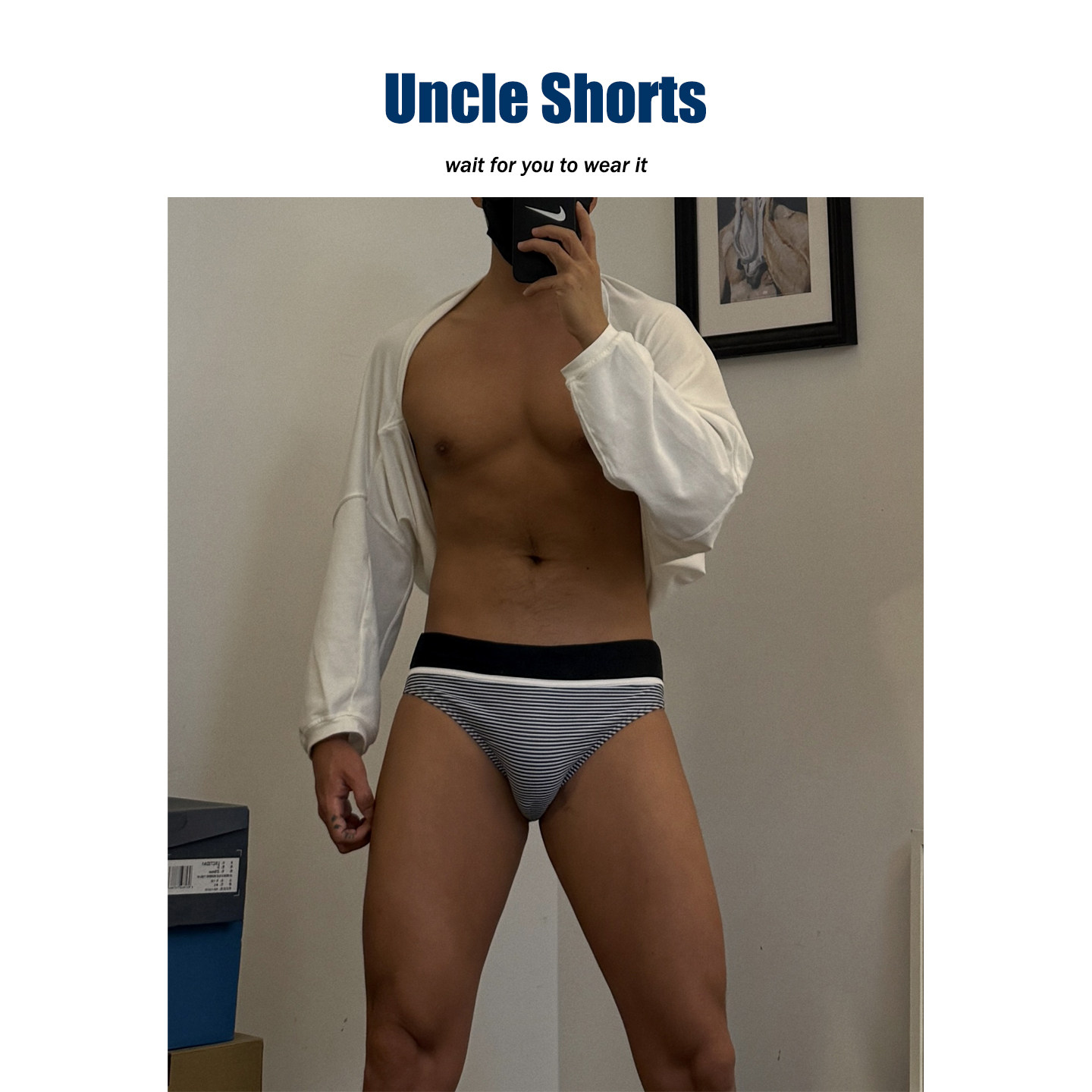 Uncle Shorts性感条纹泳裤男内系带运动速干三角裤游泳温泉沙滩裤