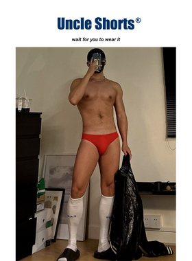 Uncle Shorts红色本命年三角裤男士运动性感提臀低腰无痕纯色内裤