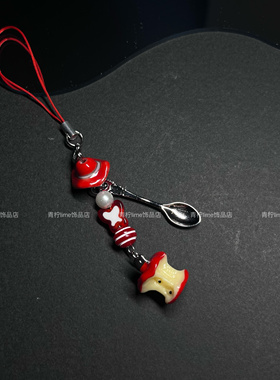 LIME |原创设计童趣可爱少女心红色苹果手机链挂件百搭饰品礼物