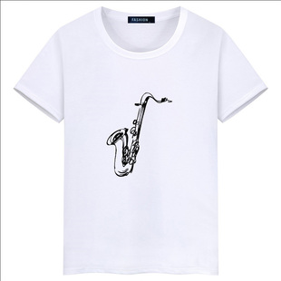 图案成人儿童企业订做图案夏衣服DIY纯棉 萨克斯 短袖 T恤来图定制