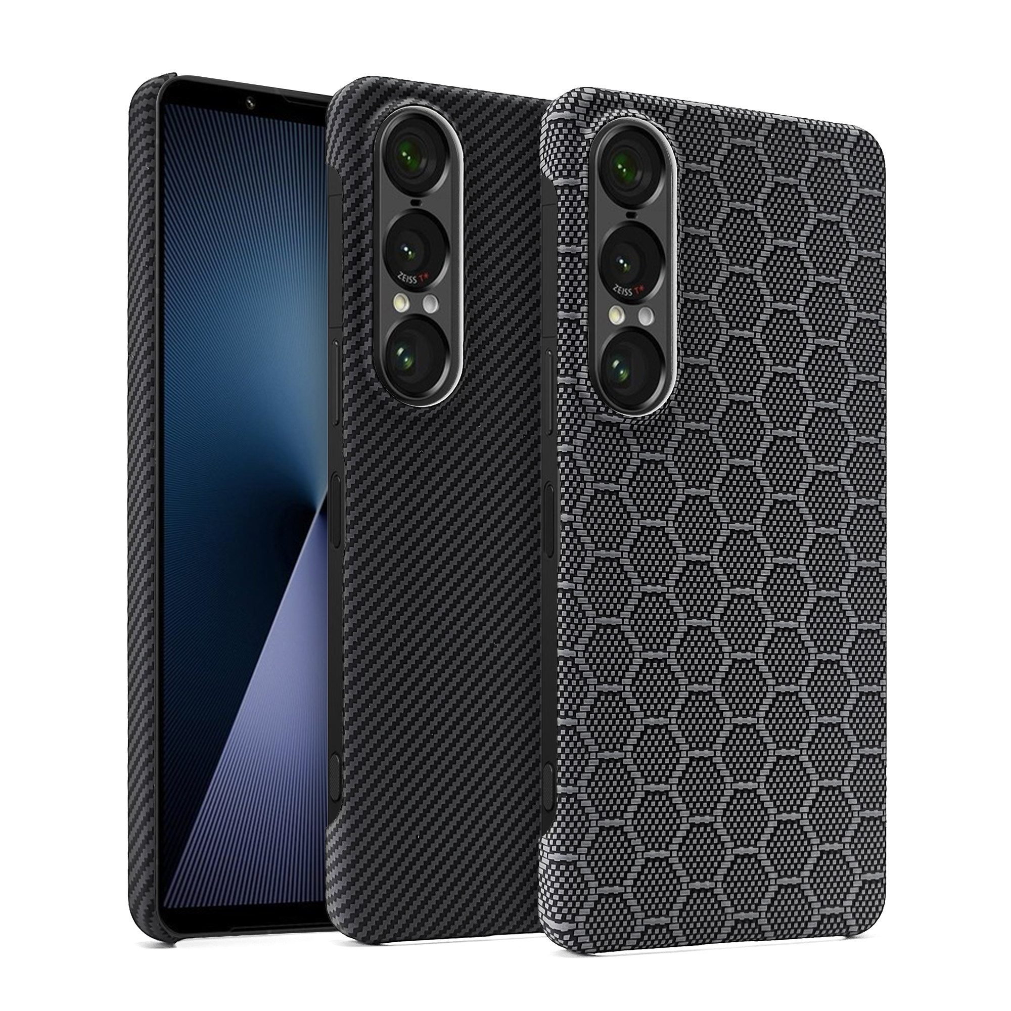 适用索尼Xperia1VII手机壳碳纤维纹保护壳索尼移动超轻薄格纹硬壳全包磨砂凯夫拉纹防刮600D黑色磁吸商务简约
