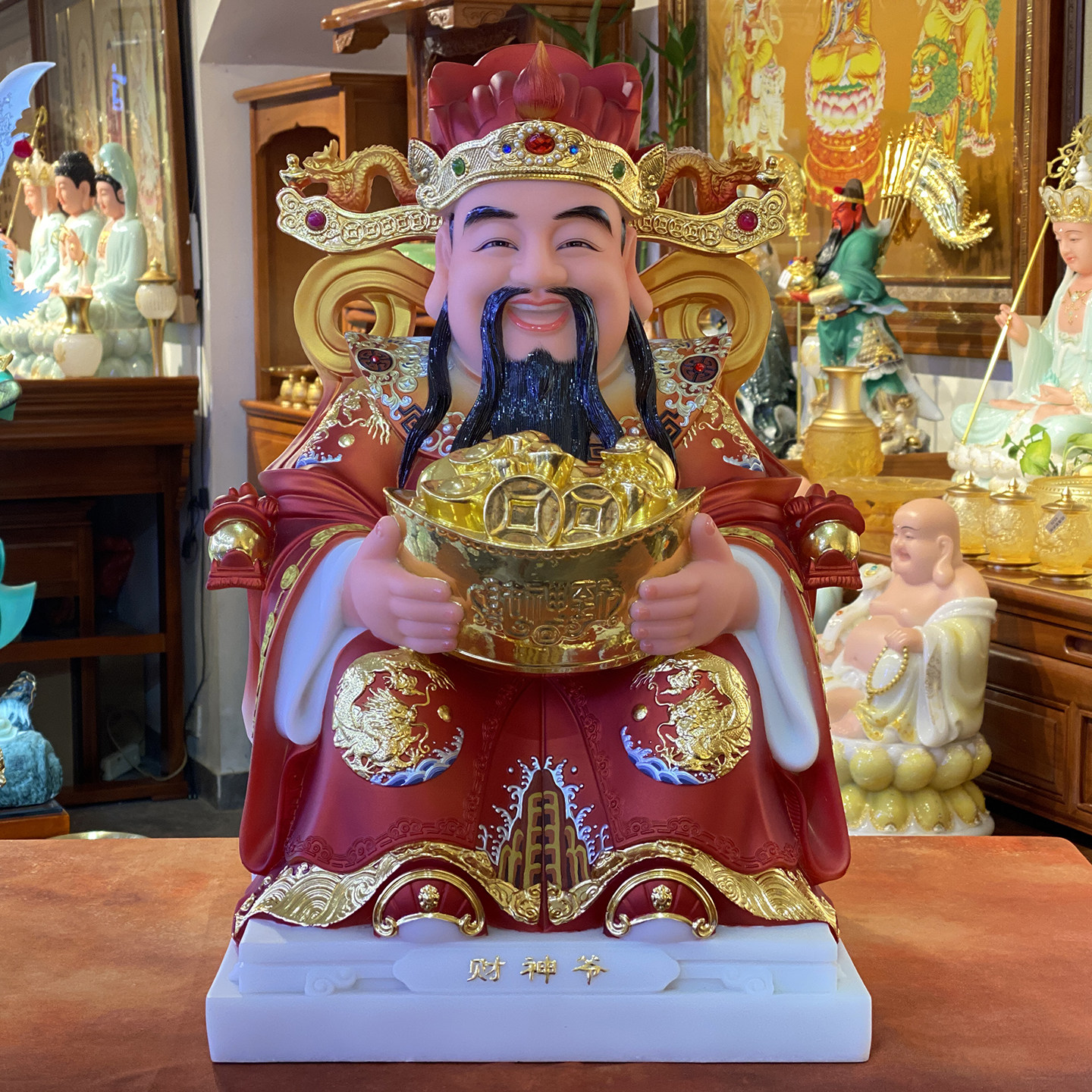 汉白玉财神爷摆件文财神招财进宝店铺办公室摆件家用供奉财神摆件