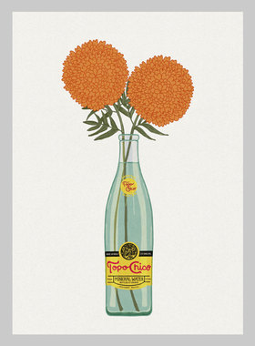 简约北欧小众艺术瓶子花卉橙色系高级暖色装饰画打印画芯贴画海报