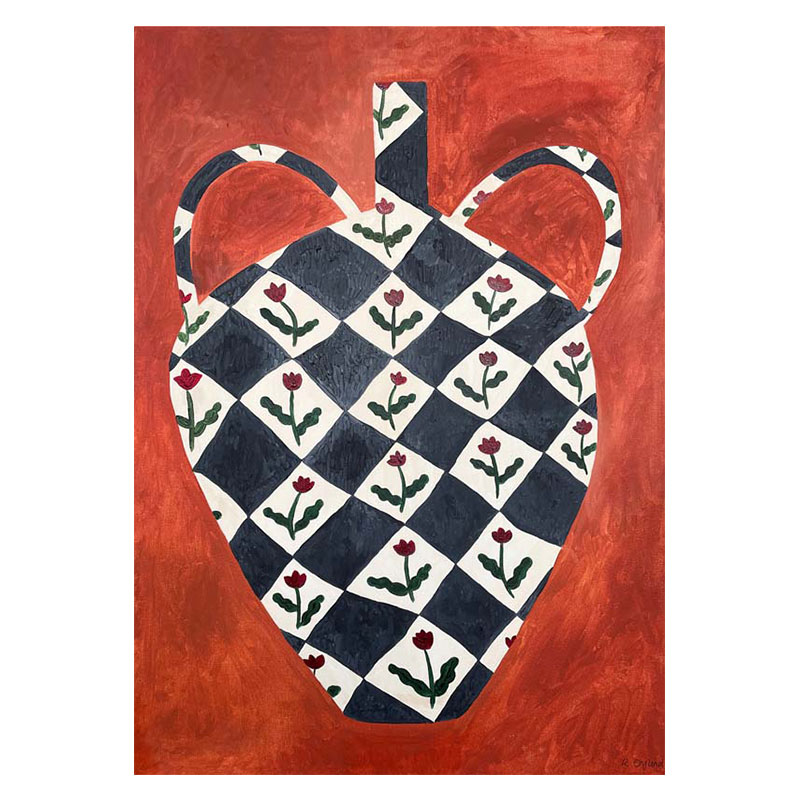 ANNA丹麦 设计抽象花瓶 餐厅卧室背景挂画打印油画布画芯贴画海报