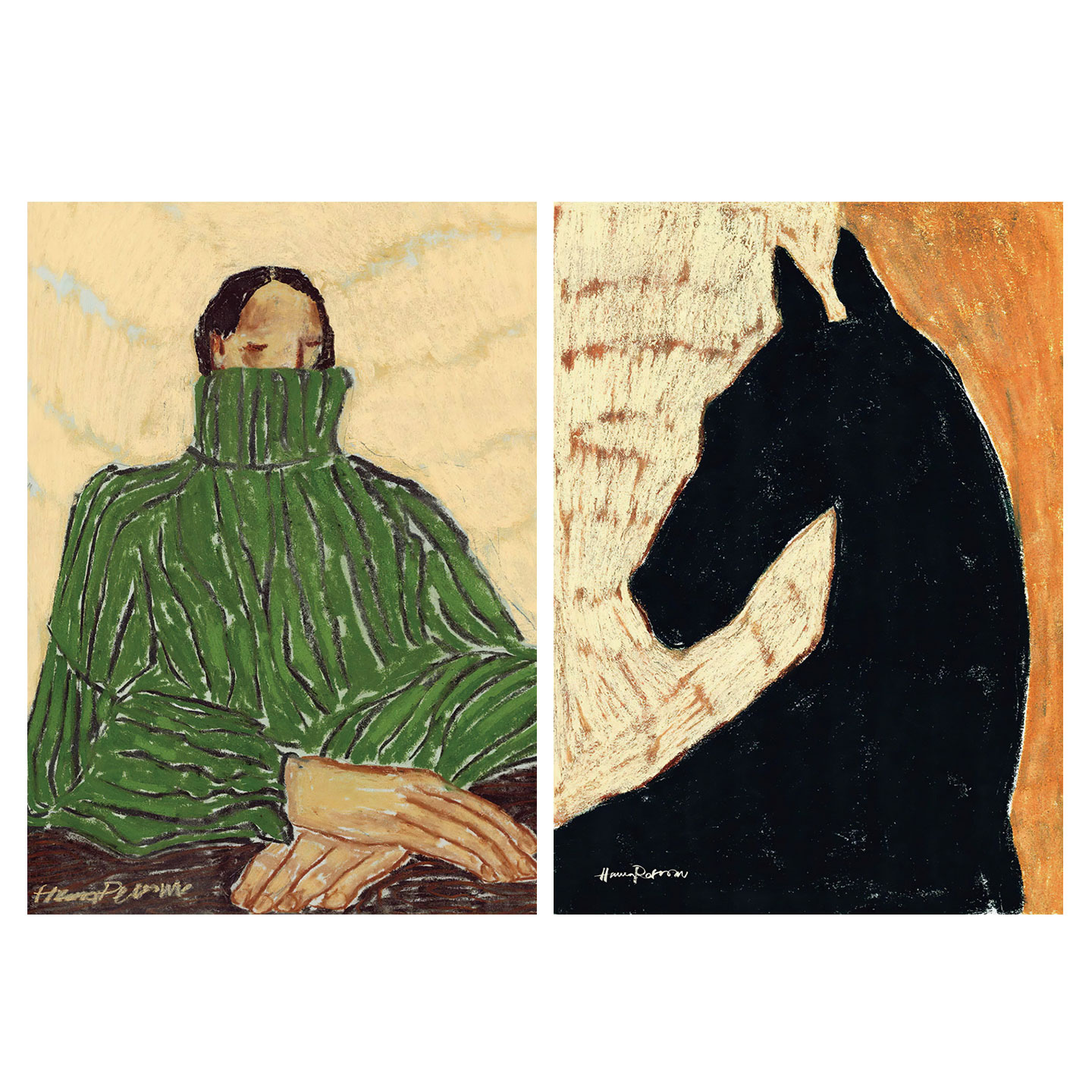 众创意插画艺术复古文艺风抽象人物骏马装饰画打印画芯贴画海报图片