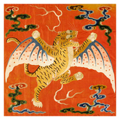 中国风如虎添翼美式 复古小众艺术海报小众装 饰画芯自粘背胶布贴画