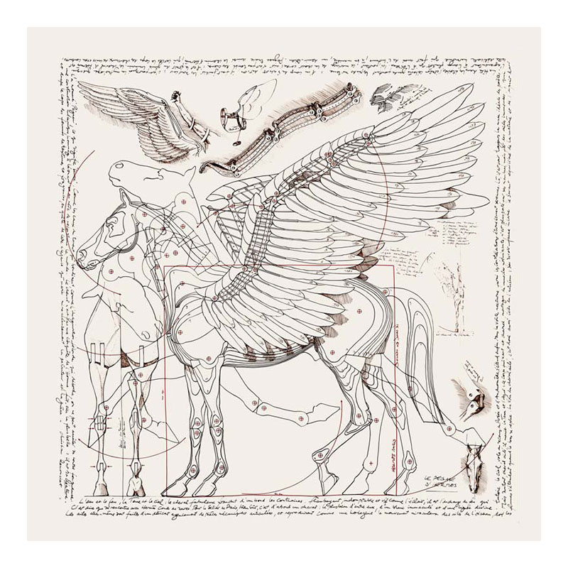 现代简约抽象线条动物白马正方形装饰画贴画画芯自粘海报图片