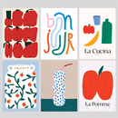 饰画海报背胶油画布打印画芯 现代简约丹麦设计抽象苹果儿童房装