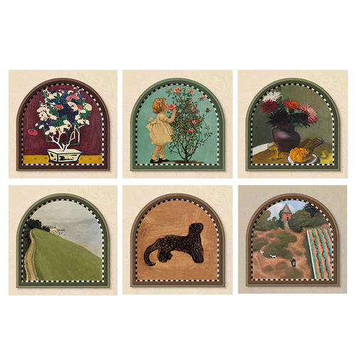 法式中古风复古艺术美拉德色系油画小众装饰画贴画画芯自粘海报