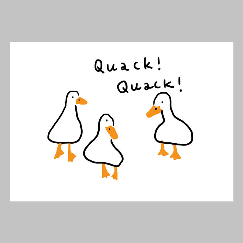 简约现代北欧小清新极简风手绘大小黄鸭装饰画贴画背胶画芯喷绘