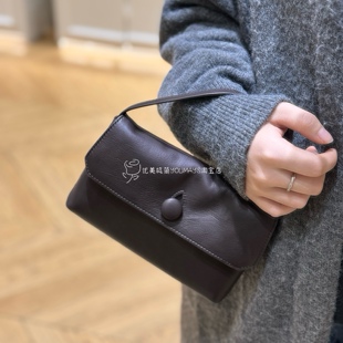 Sally纽扣手提包真皮女包小众设计感高级感手拎包百搭通勤小方包