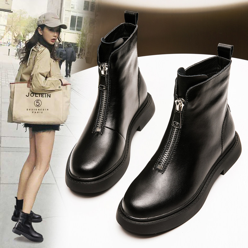 真皮平底马丁靴女鞋2025秋冬新款百搭烟筒切尔西短靴子低跟马丁靴,女鞋,切尔西靴,淘宝优惠券,粉丝福利购,淘宝优惠卷