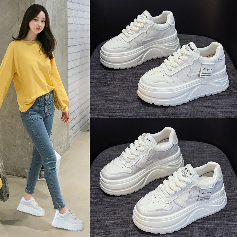 厚底小白鞋轻便百搭增高休闲松糕