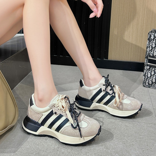 拉花厚底阿甘鞋内增高休闲老爹鞋