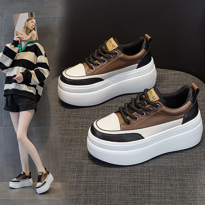 真皮厚底爆款松糕鞋增高休闲单鞋