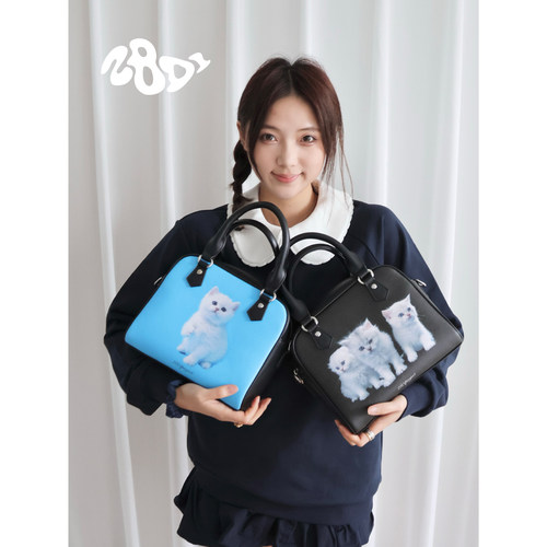 2801“萌宠天使”和小猫小狗玩 复古小众爪爪盒子包 Paws Box Bag