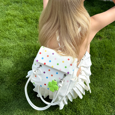 2801“点点女主角”Dot Girl 中号书包可单肩可双肩 波点小众可爱