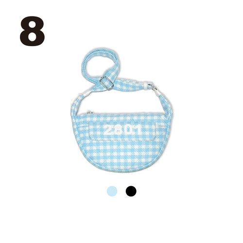 2801 格纹斜挎布艺包包 可调节 重工小香风面料 腰包单肩包