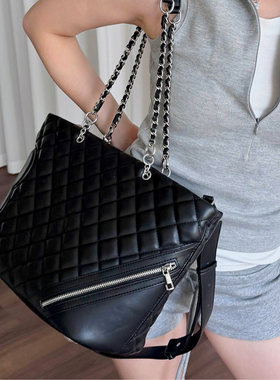 2801 上班得体下班Party 大容量朋克菜篮子菱格纹托特包PunkTote