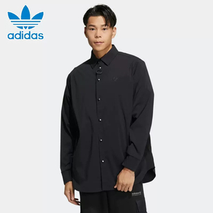 休闲长袖 HE6618 衬衫 阿迪达斯三叶草男装 运动工装 Adidas 外套 正品