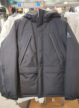 正品Adidas阿迪达斯男子经典运动保暖短款连帽羽绒服外套GK0667
