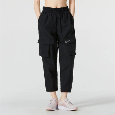 正品Nike/耐克百搭黑色女子宽松直筒工装运动休闲长裤 DR5623-010