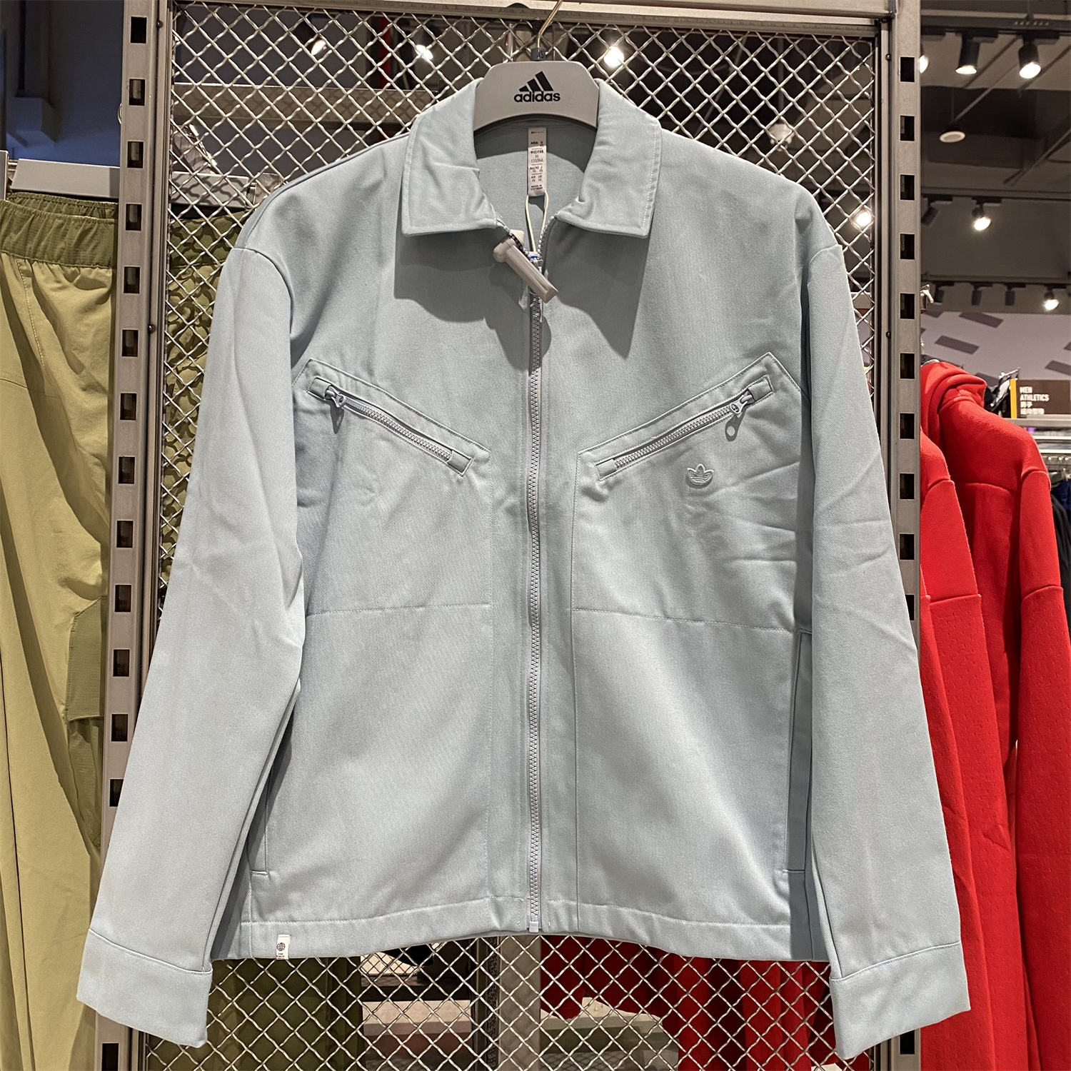 Adidas/阿迪达斯三叶草男子运动休闲工装翻领牛仔夹克外套HC4539