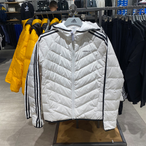 Adidas阿迪达斯neo短款羽绒服男子冬季保暖连帽运动外套H45253