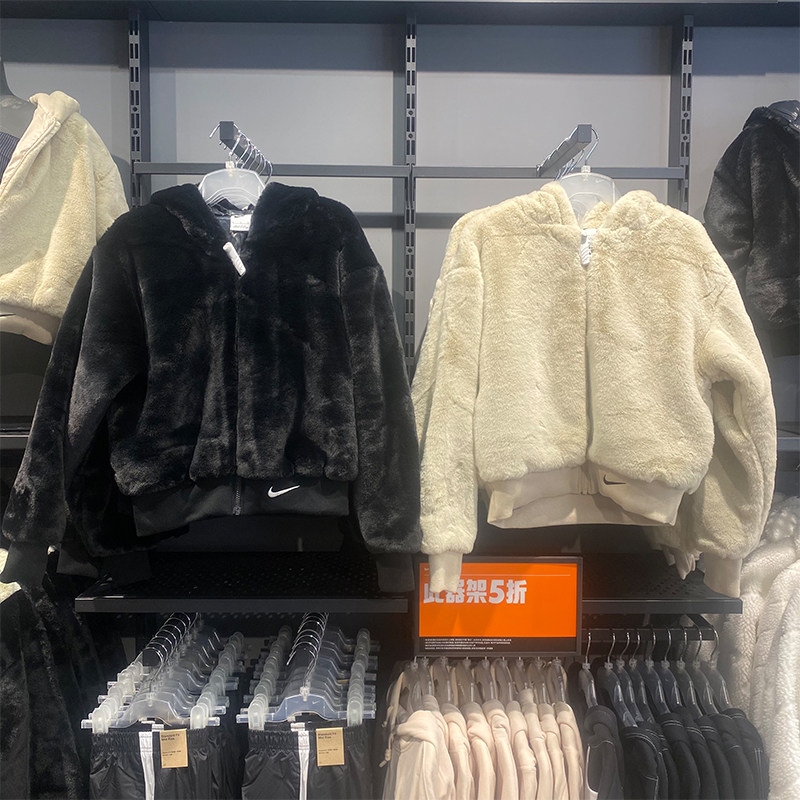 Nike耐克女子连帽皮草夹克外套