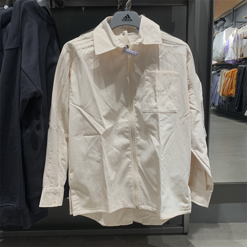 正品Adidas/阿迪达斯三叶草秋季女子翻领运动休闲长袖衬衫HF2011