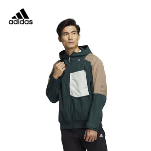 运动休闲保暖外套HN9040 正品 Adidas阿迪达斯梭织训练夹克男子冬季