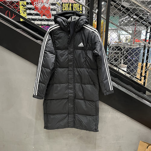阿迪达斯男女同款长款羽绒服