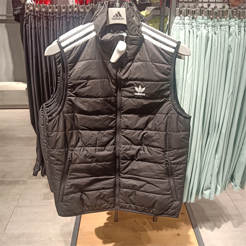 正品Adidas/阿迪达斯男女保暖棉马甲运动休闲立领无袖外套 HL9217