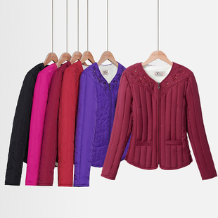 秋冬羽绒棉服女内胆新款 棉衣外套 加绒加厚中老年保暖绣花棉袄短款