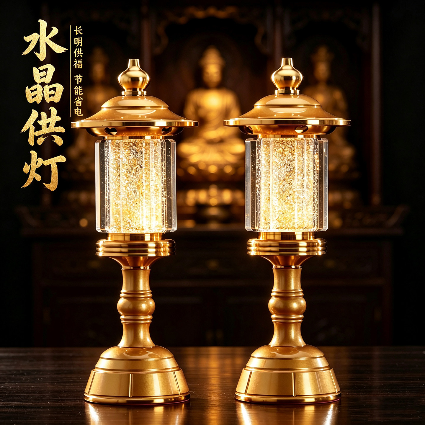 圆通七彩LED佛前供灯一对