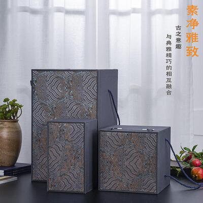 陶瓷花瓶包装云锦盒定制手提长方形锦盒高档文玩古董老旧礼品收藏