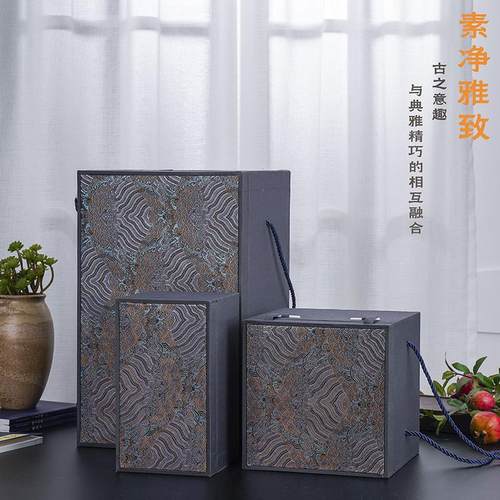 陶瓷花瓶包装云锦盒定制手提长方形锦盒高档文玩古董老旧礼品收藏