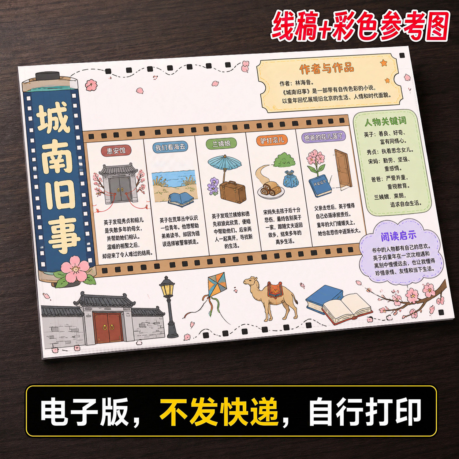 城南旧事手抄报小学生手抄报模板大全手抄报线稿可打印858