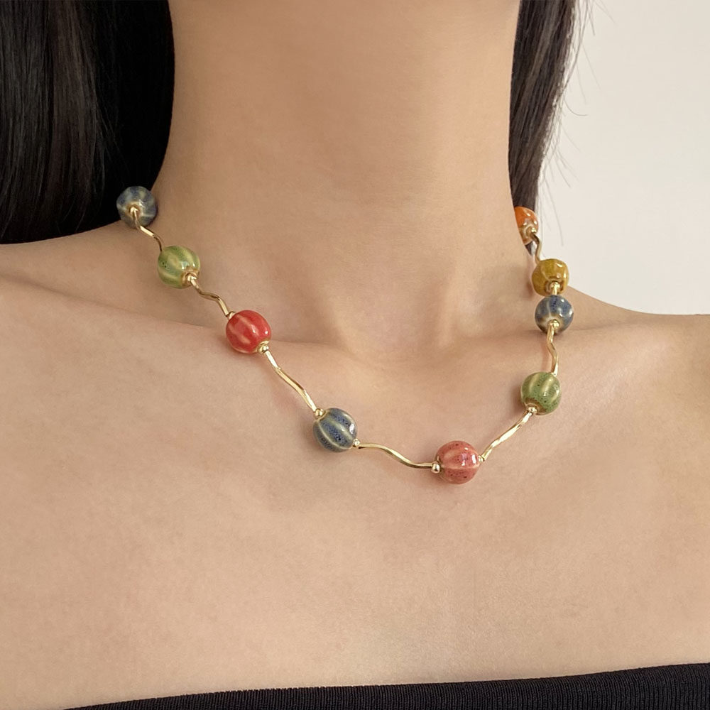 新中式天然石复古多巴胺串珠项链女民族风小众设计vintage锁骨链,饰品/流行首饰/时尚饰品新,项链,淘宝优惠券,粉丝福利购,淘宝优惠卷