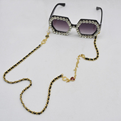 法式 时髦编织金属链气质高质感字母爱心5吊坠挂脖眼镜链口罩项链