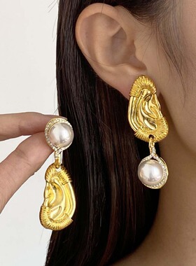 金属中古风金耳朵人脸耳环女