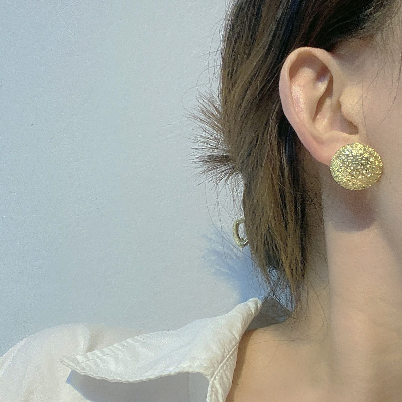 vintage质感编织圆球耳钉女网