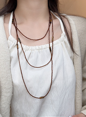 长款多层叠戴细水晶项链女choker