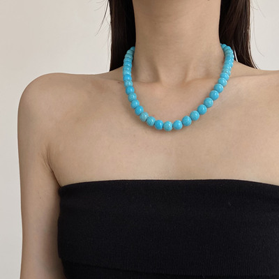 中古民族风天然绿松石串珠项链女