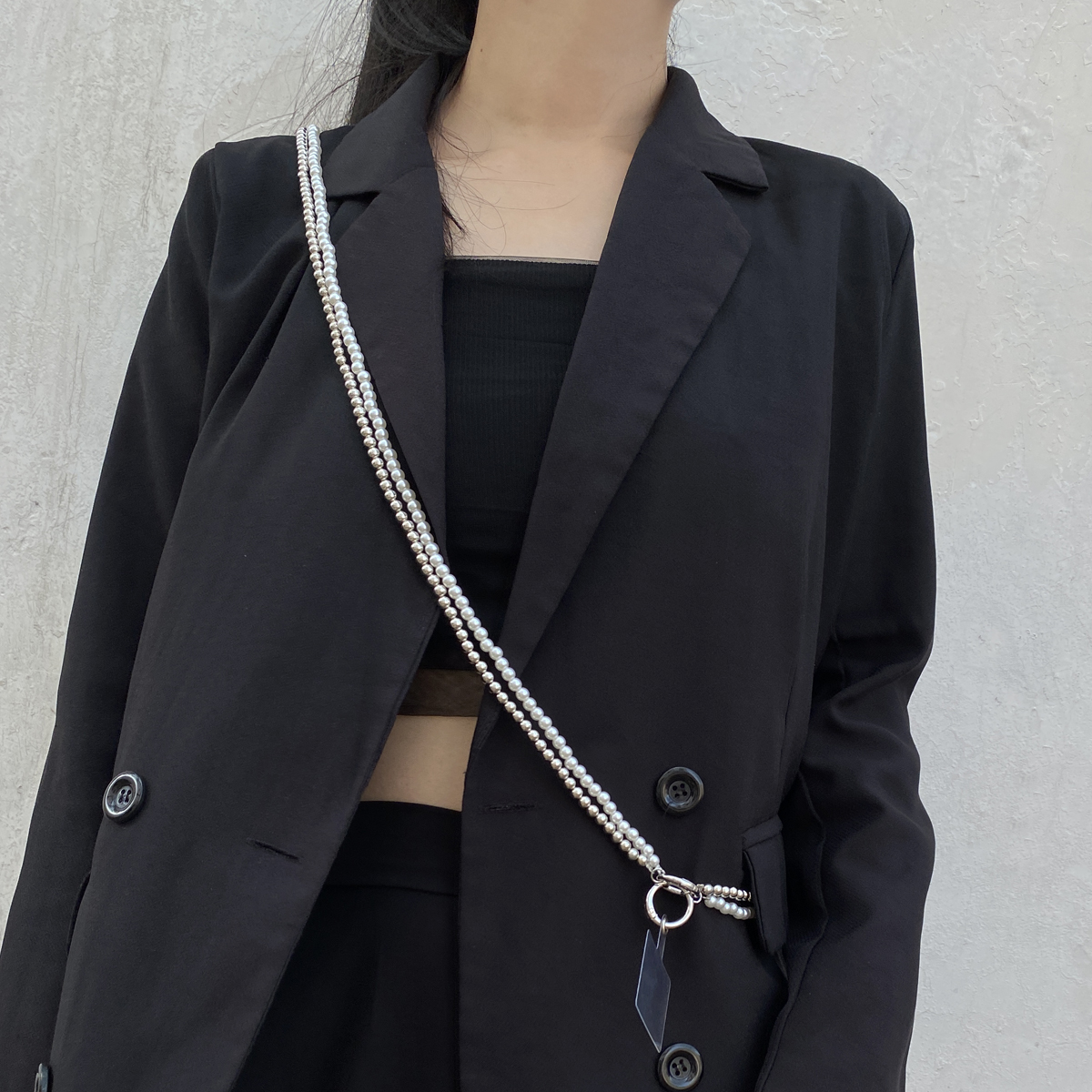 女珍珠金属休闲腰链背带