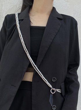 女珍珠金属休闲腰链背带