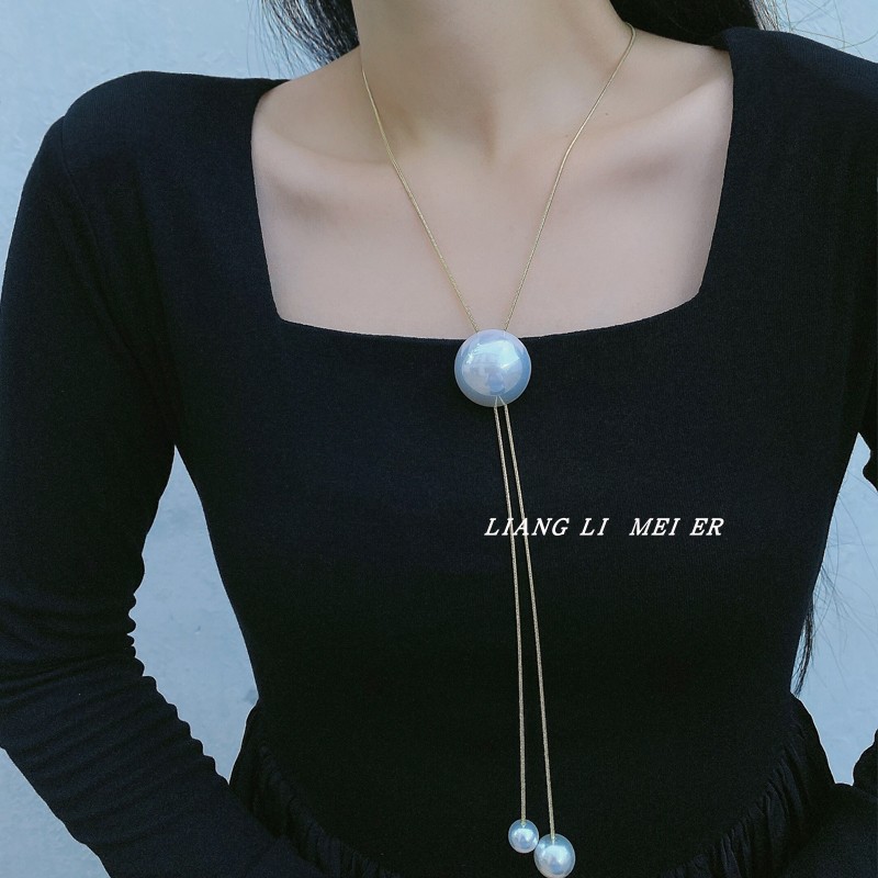 珍珠蛇骨链女流苏长款毛衣链项链