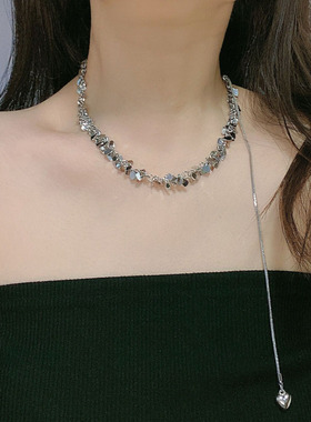 金属蛇骨链女爱心亮片项链锁骨链